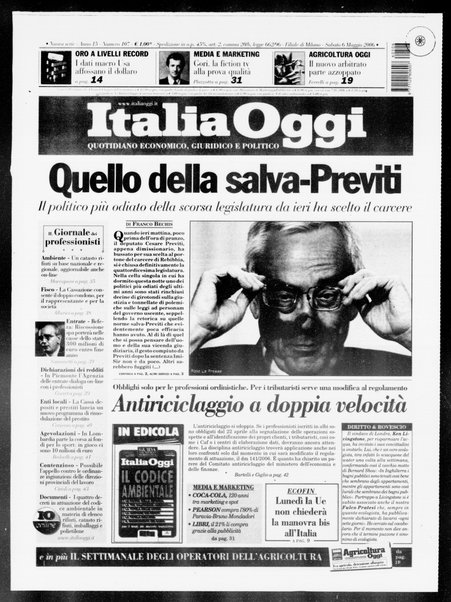 Italia oggi : quotidiano di economia finanza e politica